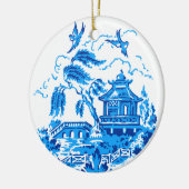 ブルーウィロー中国ブルー&ホワイトオーナメント セラミックオーナメント (左)