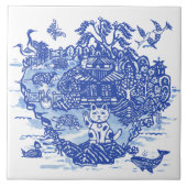 ブルーウィロー珍しいおもしろい動物イグアナハリネズミ  タイル (正面)