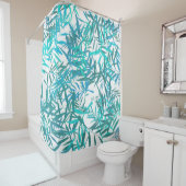 ブルーウィロー葉 シャワーカーテン (インサイチュ)
