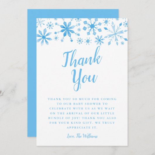 ブルーウィンエレガントターワンダーランドベビーシャワー サンキューカード (正面/裏面)