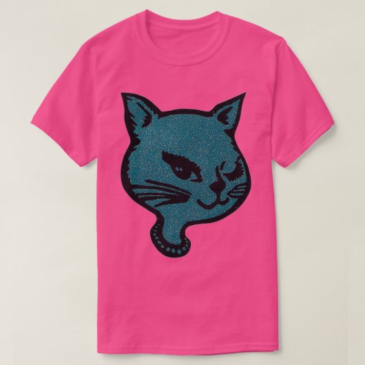 ブルーウィンキング猫 Tシャツ (デザイン正面)