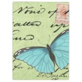 ブルーウィングバタフライティール(緑がかった色)葉書 クリップボード (裏面)