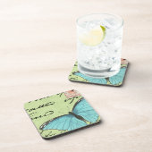 ブルーウィングバタフライティール(緑がかった色)葉書 コースター (右側)