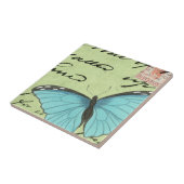 ブルーウィングバタフライティール（緑がかった色）葉書 タイル (側面)