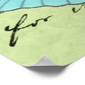 ブルーウィングバタフライティール(緑がかった色)葉書 ポスター (角)