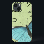 ブルーウィングバタフライティール（緑がかった色）葉書 iPhone 13ケース<br><div class="desc">このティール（緑がかった色）運はこの美しいのメッセージ。繊細な青い翼の蝶がカードの上に置かれ、それが含むスクリプトの一部を隠している。このVision Studioプリントはあなたの家素晴らしに追加されるだろう！</div>