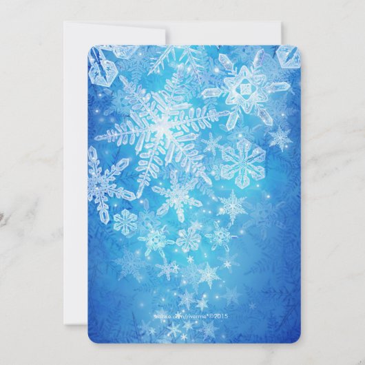 ブルーウィンターウェディングの水晶のような氷の雪 招待状 (裏面)