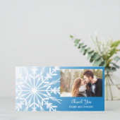 ブルーウィンターウェディングホワイトスノーフレークありがとう サンキューカード (スタンド正面)