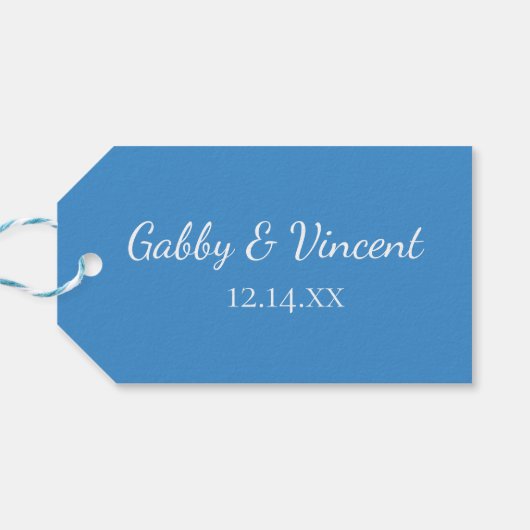 ブルーウィンターウェディングメッセージカードのスノーフレーク ギフトタグ (裏面横)