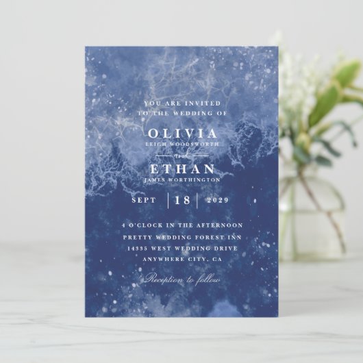 ブルーウィンターウェディング招待状 招待状 (スタンド正面)