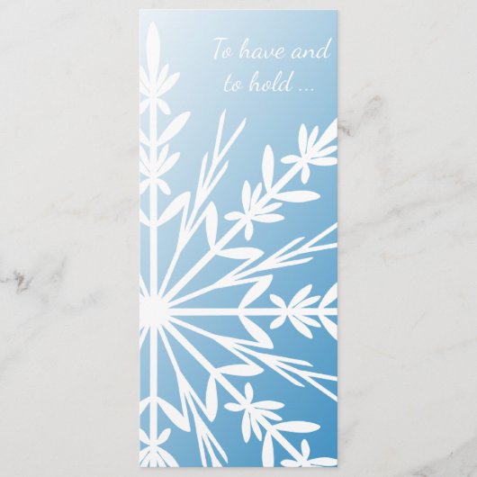 ブルーウィンターウエディングプログラムのホワイトスノーフレーク プログラム (正面)