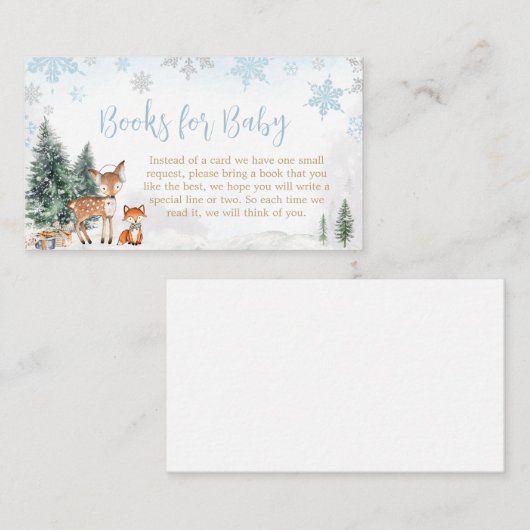 ブルーウィンターウッドランドトラックブックベビー エンクロージャーカード (正面/裏面)