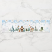 ブルーウィンターウッドランド動物の赤ちゃんシャワー ペットボトルラベル (シングルラベル)