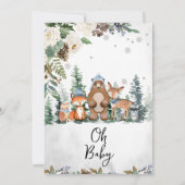 ブルーウィンターウッドランド赤ちゃんシャワー 招待状 (裏面)