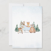 ブルーウィンターウッドランド赤ちゃんシャワー 招待状 (裏面)