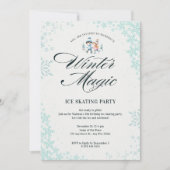 ブルーウィンターエレガントスノーフレーク子供の誕生日パーティー 招待状 (正面)