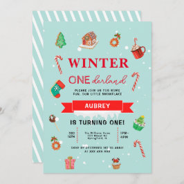 ブルーウィンターオネダーランドファースト誕生日招待状 招待状