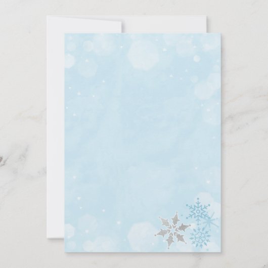 ブルーウィンターオネダーランド誕生日パーティーへの招待 招待状 (裏面)