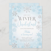 ブルーウィンターオネダーランド誕生日パーティーへの招待 招待状 (正面/裏面)