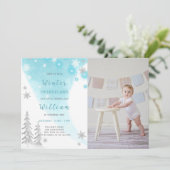 ブルーウィンターオネダーランド誕生日招待状写真 招待状 (スタンド正面)