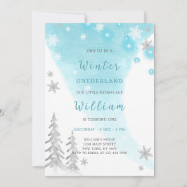 ブルーウィンターオネダーランド誕生日招待状 招待状