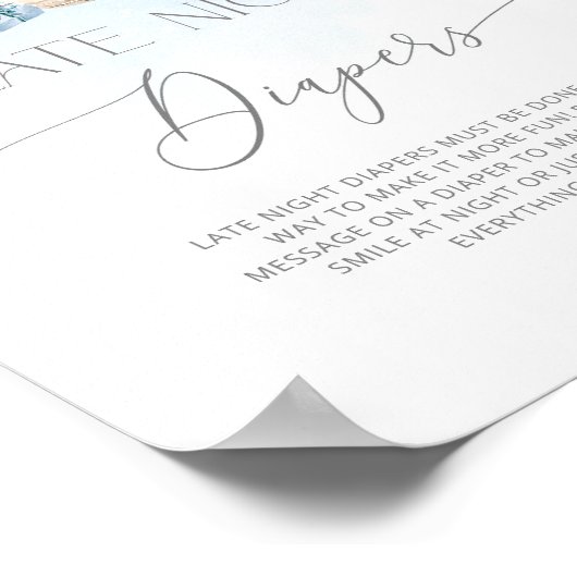 ブルーウィンタークリスマスの木レイトナイトおむつ ポスター (角)