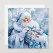 ブルーウィンタークリスマスグリーティングカード (正面/裏面)