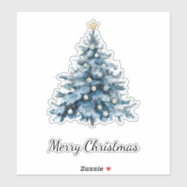 ブルーウィンタークリスマスツリー金ゴールドスター シール