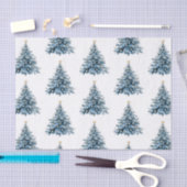 ブルーウィンタークリスマスツリー金ゴールドスター 薄葉紙 (クラフト)