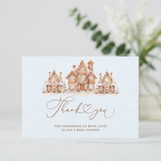 ブルーウィンタークリスマスベビーシャワーサンキューカード カード (スタンド正面)