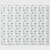 ブルーウィンタークリスマスラッパーソナライズされたピング紙 ラッピングペーパー (フラット)