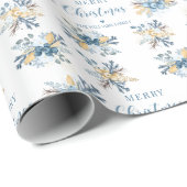 ブルーウィンタークリスマスラッパーソナライズされたピング紙 ラッピングペーパー (ロールコーナー)