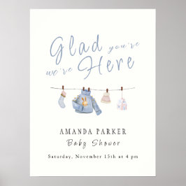 ブルーウィンタークロザライン赤ちゃんシャワー歓迎サイン ポスター