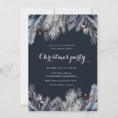 ブルーウィンターグリーンリークリスマスパーティの招待状 招待状 (正面)