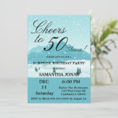 ブルーウィンターシーナリーブルーサプライズ50誕生日 招待状 (スタンド正面)