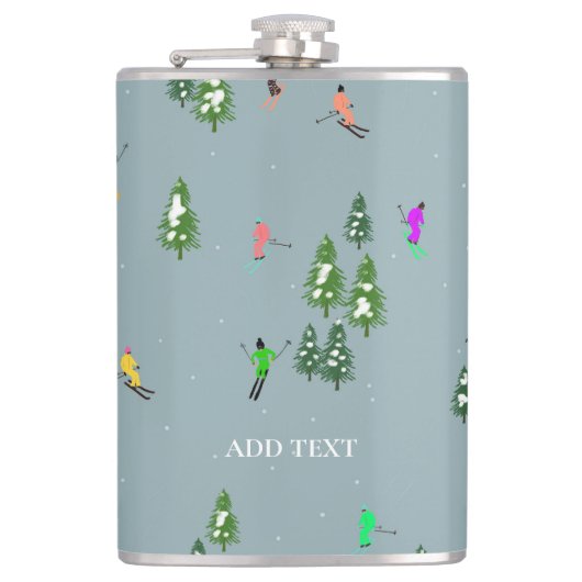 ブルーウィンタースキーヤーズスキーパターン フラスク (正面)