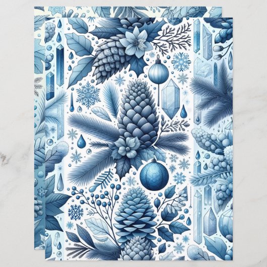 ブルーウィンタースクラップブック紙の夢 (正面/裏面)