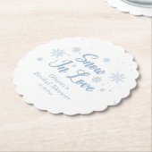 ブルーウィンタースノーインラブブライダルシャワー ペーパーコースター (アングル)