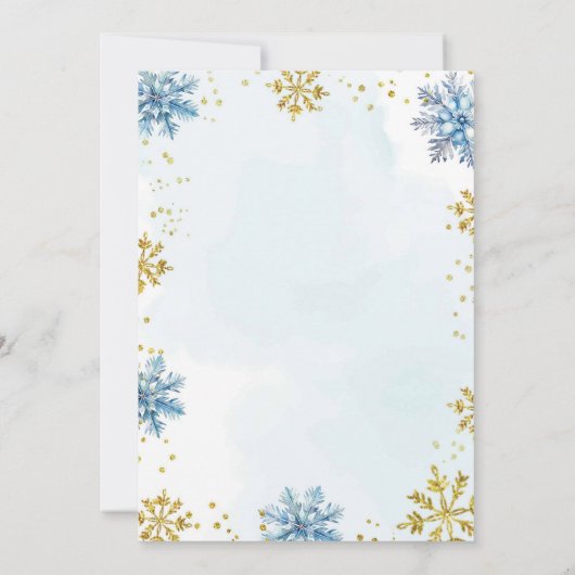 ブルーウィンタースノーグローブバンドルの喜び赤ちゃんシャワー 招待状 (裏面)