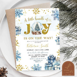 ブルーウィンタースノーグローブバンドルの喜び赤ちゃんシャワー 招待状