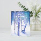 ブルーウィンタースノーフォレストキツネ動物キツネ ポストカード (スタンド正面)