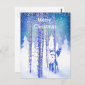 ブルーウィンタースノーフォレストキツネ動物キツネ ポストカード (正面/裏面)