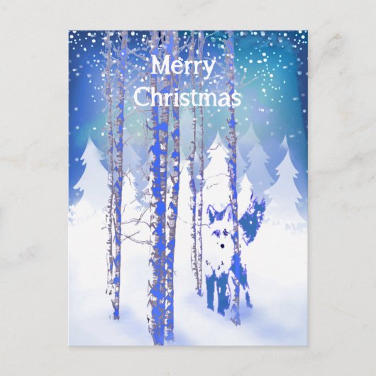 ブルーウィンタースノーフォレストキツネ動物キツネ ポストカード (正面)