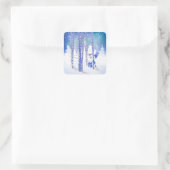 ブルーウィンタースノーフォレストキツネ動物 スクエアシール (バッグ)