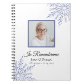 ブルーウィンタースノーフレークお祝いオブライフ葬儀 ノートブック (正面)