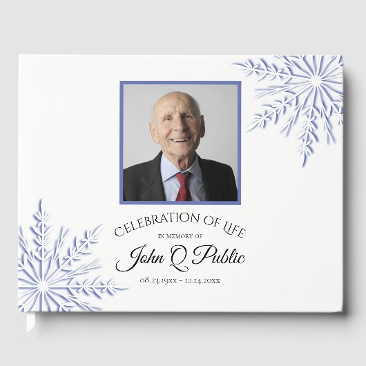 ブルーウィンタースノーフレークお祝い・オブ・ライフ ゲストブック (正面)