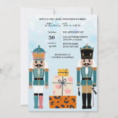 ブルーウィンタースノーフレークくるみ割り赤ちゃんシャワー 招待状 (正面)