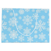 ブルーウィンタースノーフレークのクリスマスパターン ラージペーパーバッグ (裏面)