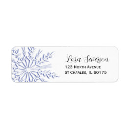 ブルーウィンタースノーフレークオンホワイト差出人住所 ラベル