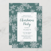 ブルーウィンタースノーフレーククリスマスホリデーパーティー 招待状 (正面/裏面)